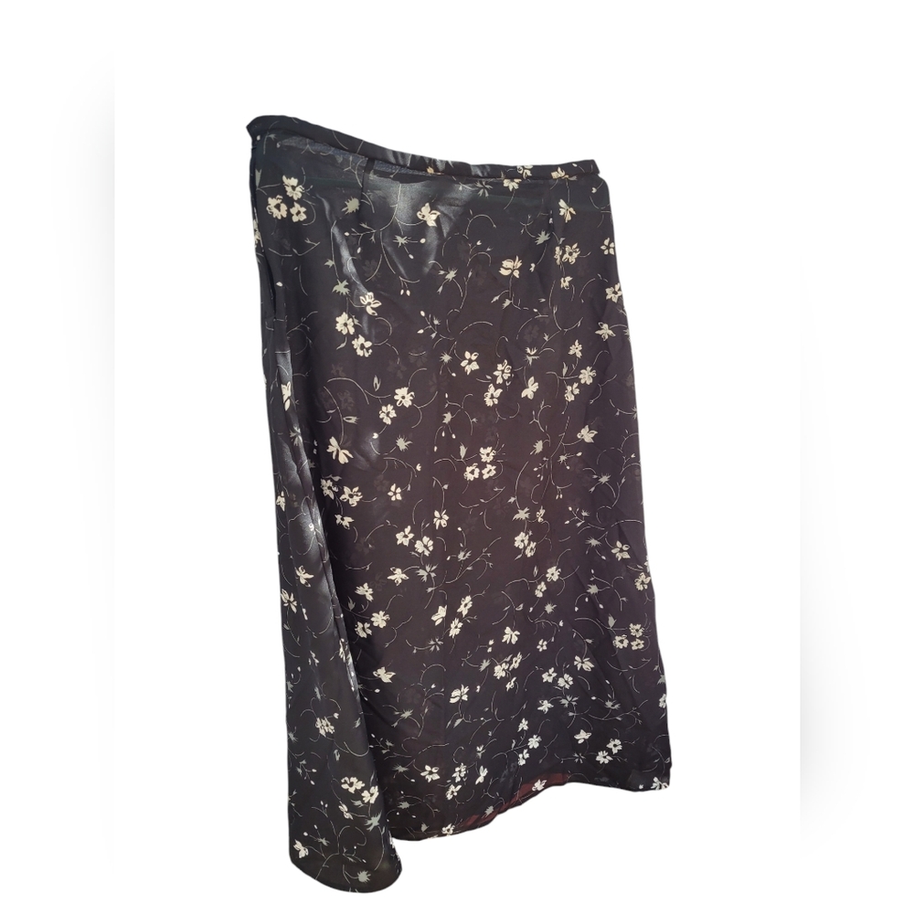 Vintage 90s Fast Lane Womens Skirt Black Floral Sheer L